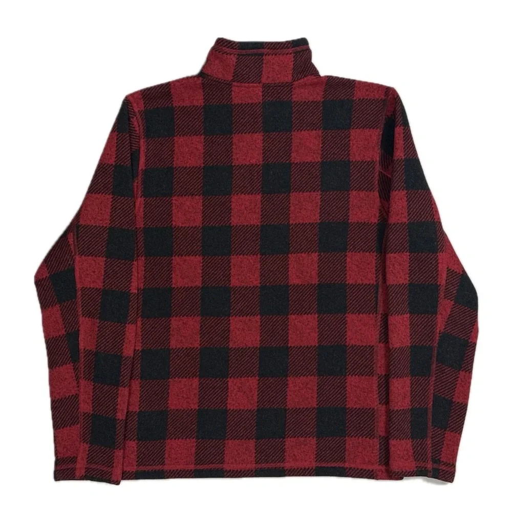 The North Face black red buffalo‎ plaid quarter zip fleece men's medium